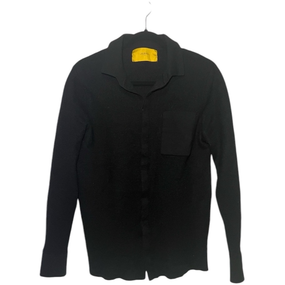 Journal 100% merino Wool collared button up front shirt black size XL unisex